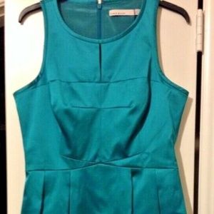 Karen Millen UK Blue Teal Satin Pleated Cocktail Dress Sleeveless US Size 8 NEW